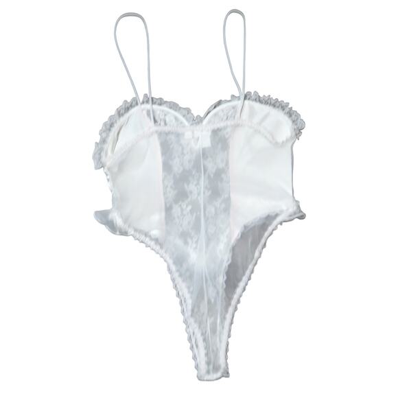 Vintage Frederick's of Hollywood White Sexy Corset Lace Lingerie Coquette Large - Picture 5 of 6